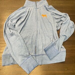 PINK Victoria's Secret Blue Zip-Up with Gold Accents